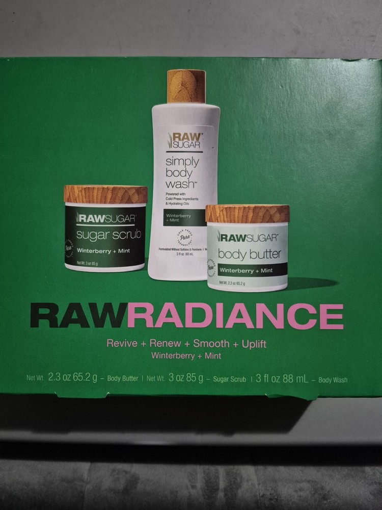 Raw Sugar Radiance Winterberry Body Wash, Body Butter And Sugar Scrub