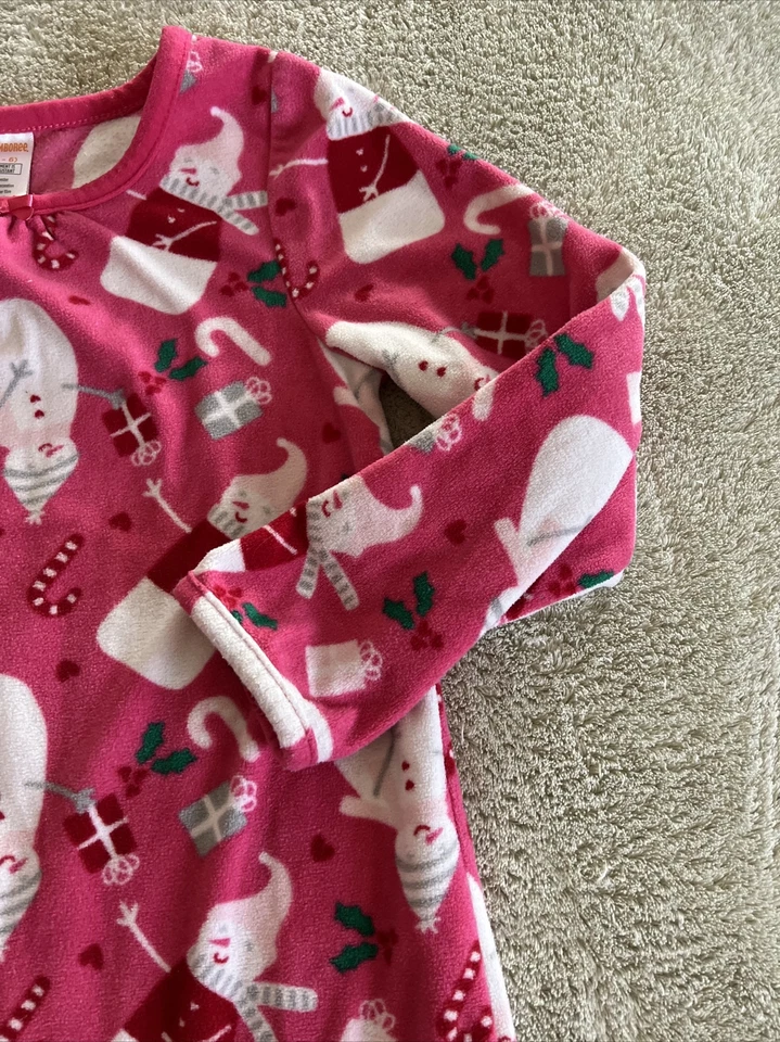 Camisón polar Gymboree Girls rosa blanco muñeco de nieve regalos de Navidad 5-6 Foto 2 de 4