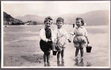 OLD RPPC BOYS BEACH FASHION JAMES ADAMS BARMOUTH WALES ENGLAND PHOTO POSTCARD