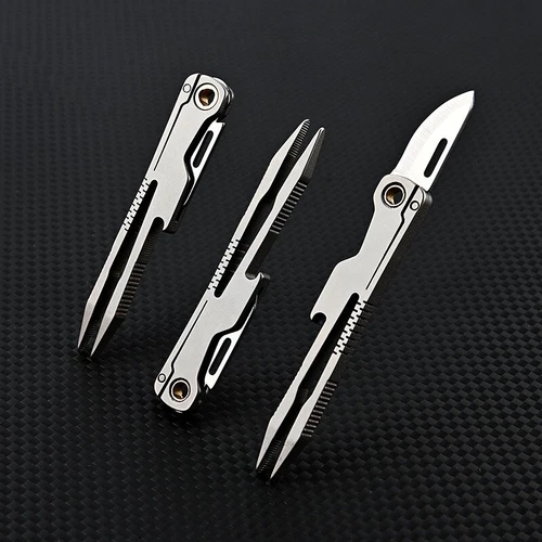 1 PC EDC Titanium Alloy Multi Tools Tweezers Opener Pocket Outdoor Folding Knife - Picture 11 of 20