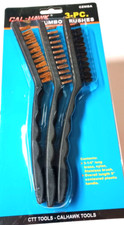 3 PC. JUMBO STAINLESS STEEL, BRASS, NYLON 3-1/4" X 9" CLEANING DETAIL BRUSHES