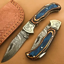 Custom Handmade Damascus Steel CAMPING TACTICAL FOLDING blade POCKET Knife