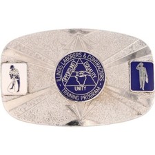 Illinois Laborers Contractors Program Construction Union 70s Vintage Belt Buckle