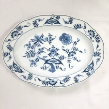 Blue Danube Meat Platter Blue & White Oval 12x9 Onion Japan Vintage Great Cond.
