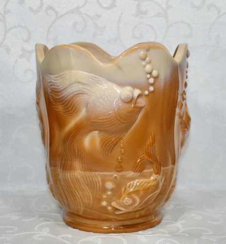 Fenton, Vase, Chocolate Glass, Atlantis Pattern.