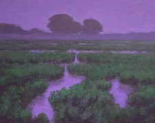 16x20 Poetic Mist Marsh Dawn Impressionism Art Oil Painting Realism Landscape