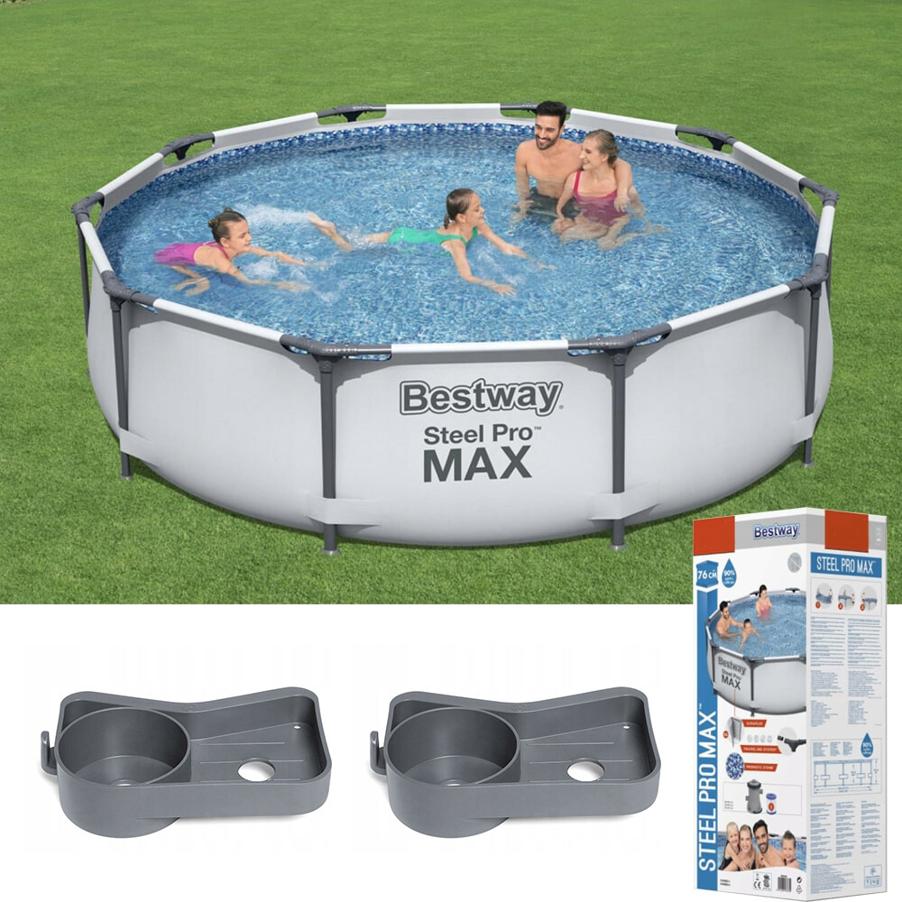 BestWay PISCINA 305 cm 10 pies Jardín Marco Redondo Sobre el Suelo Piscina Acero Pro