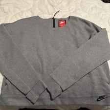 Nike Tech Fleece Pullover Gray Thumb Hole Back Zip Sweatshirt Womens sz M Med