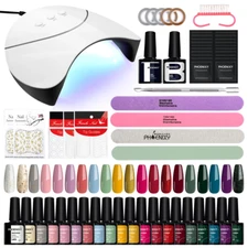 Complete Semi-Permanent Nail Set, 10/20 Pieces, Gel Nail Polish With 36W Uv LED