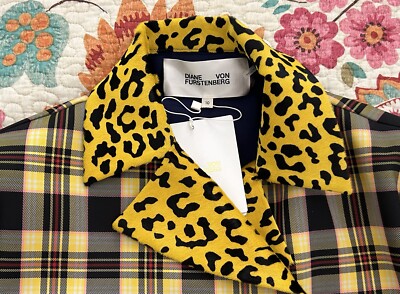 【DIANE von FURSTENBERG】カーリージャケット NWT $998 Size 10 DVF Diane von Furstenberg Leopard Check