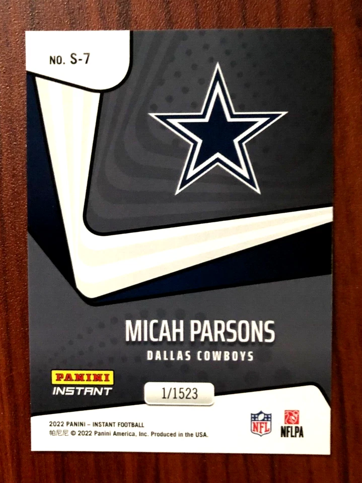 MICAH PARSONS 2022 Panini Instant SUPERNOVA #S-7 Football Card SP /1523 - Image 2 of 2