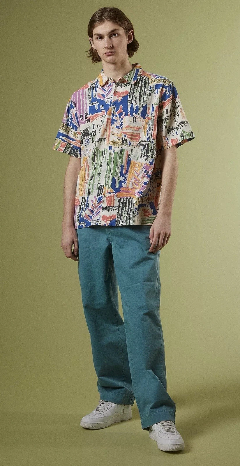 Urban Outfitters Painted Linen Short Sleeve Button Down Shirt Size Medium