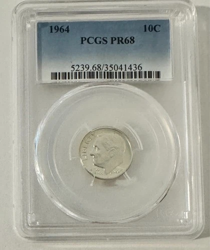Rosevelt Silver Dime Proof Lot 1964 PCGS PR 68 Uncirculated 10c Coin