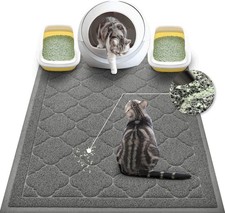47 X 36 Cat Litter Mat Jumbo Kitty Trapping Mess Box Pad Waterproof Gray