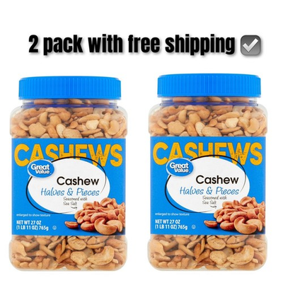 #ad Great Value Cashew Halves amp; Pieces 27 oz PACK OF 2 $10.99