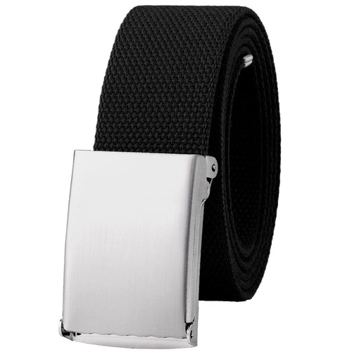 Canvas Web Belt Fully Adjustable Cut to Fit Golf Belt Flip Top Silver Buckle ...