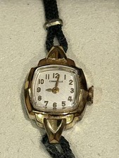 Vintage Caravelle Bulova Women’s Watch Gold Tone Black Band
