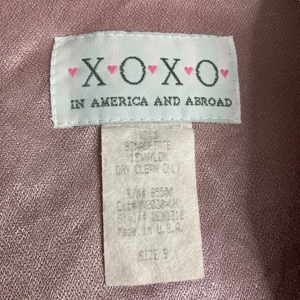 Mini Vestido Vintage Y2K XOXO 5 Rosa Iridiscente Brillo Floral Satén Corbata Coqueta Foto 4 de 4