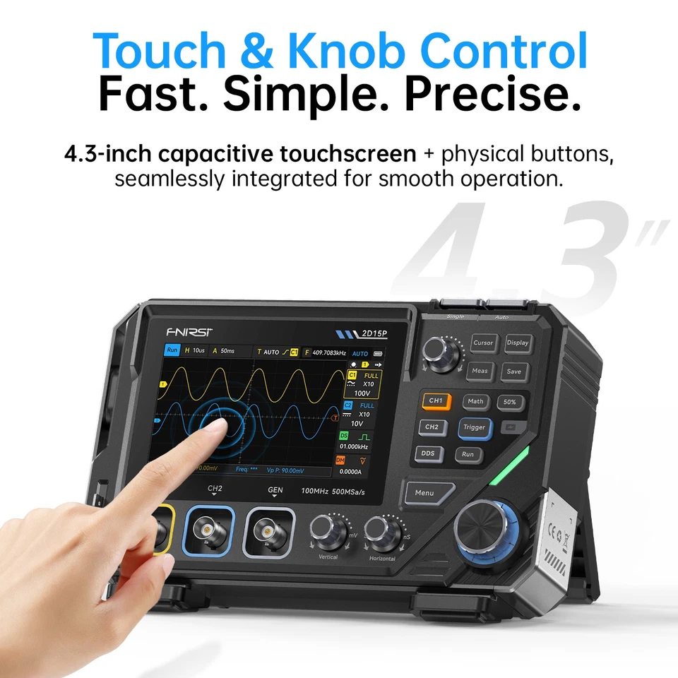 FNIRSI 2D15P Touchscreen Digital Oscilloscope Multimeter Signal Generator 100MHz - Image 2 of 4