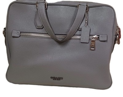 COACH $450 Slim Brief Leather Bag Heather Grey NEW 