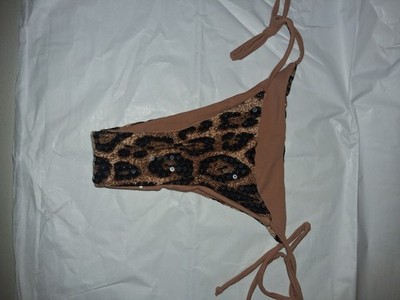 Women's Leopard Print Sequin Bikini Bottom Tie Side Animal Print Swimwear