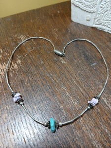Vtg Liquid Sterling Turquoise Bead Necklace 1970s Southwestern Choker Barrel 