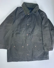 Thorndale Wax Jacket Mens Size L Green Country Made England Coat Corduroy Collar
