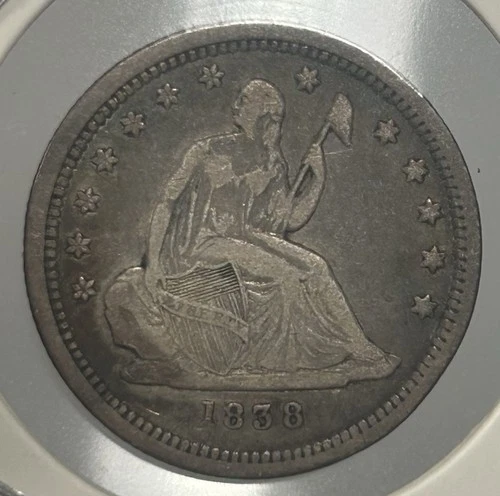 1838 ND Seated Liberty Quarter Coin VF Very Fine, First Year of Issue ￼