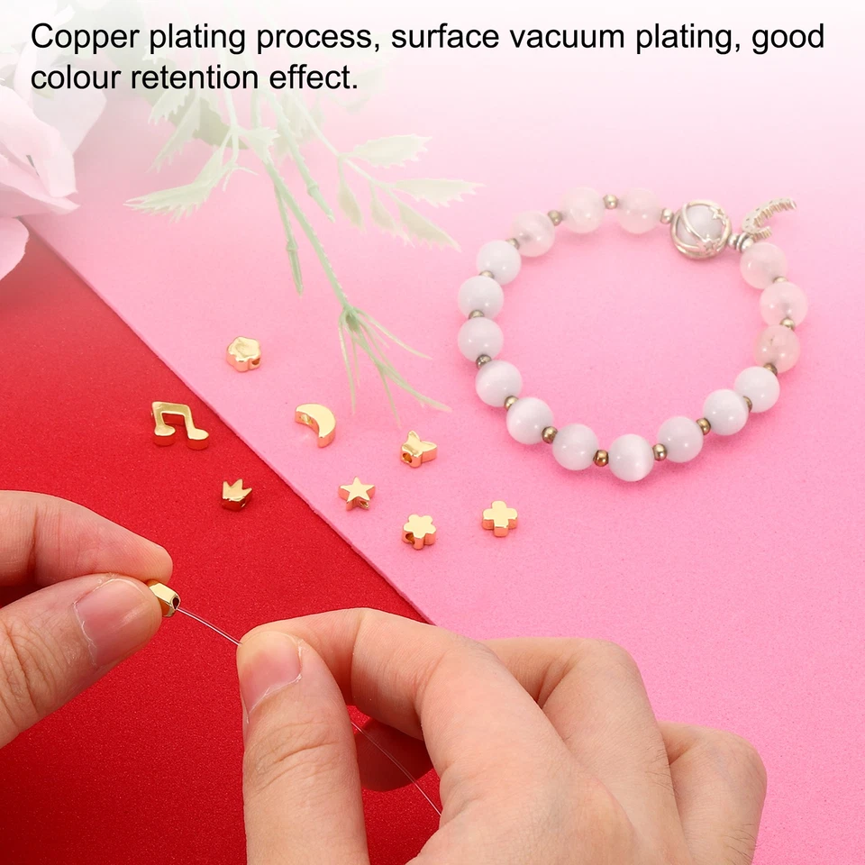 Moon Spacer Beads, 24 Pcs Gold Plated Loose Beads for Jewelry Making, Gold - Image 3 of 4