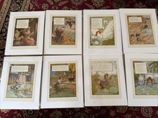 Set Of 8 Nursery Rhyme Book Pages Prints 11  x14  Matted Unframed TD 
