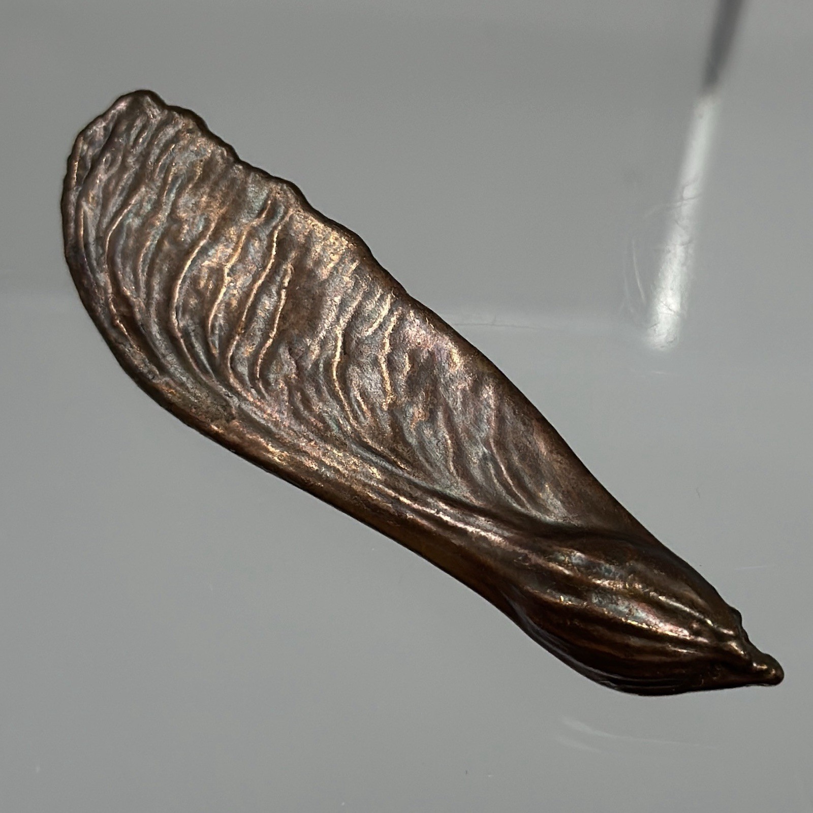 Vintage Solid Copper Maple Seed Brooch Organic Na… - image 1