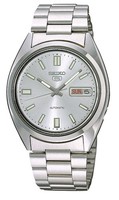 Seiko 5 SNXS73 Automatik Herrenuhr Edelstahl Silber Day Date 7S26 Glasboden
