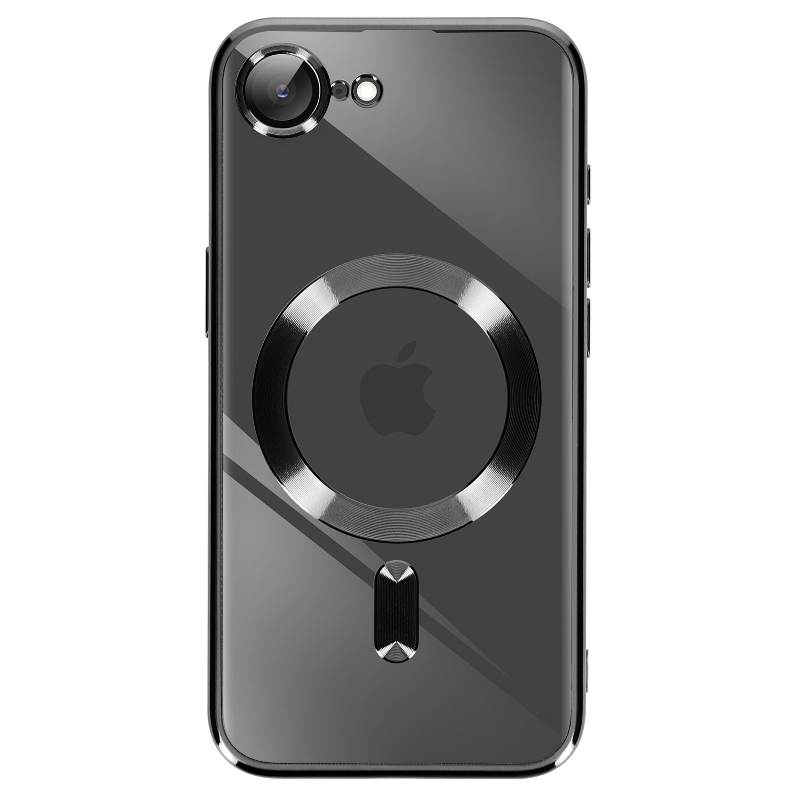 Coque silicone pour iPhone 17 avec cadre chrome couleur argent Avizar protection fine