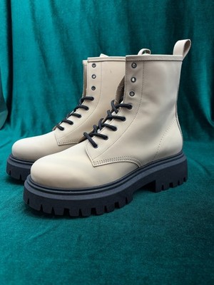 BILLI BI C1022 Damen EU 40 Schuhe Stiefelette Chunky Schnürer Beige