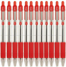Image of Zebra Z-Grip Medium Retractable Metal Clip Ball Pen - Red (Pack of 12)
