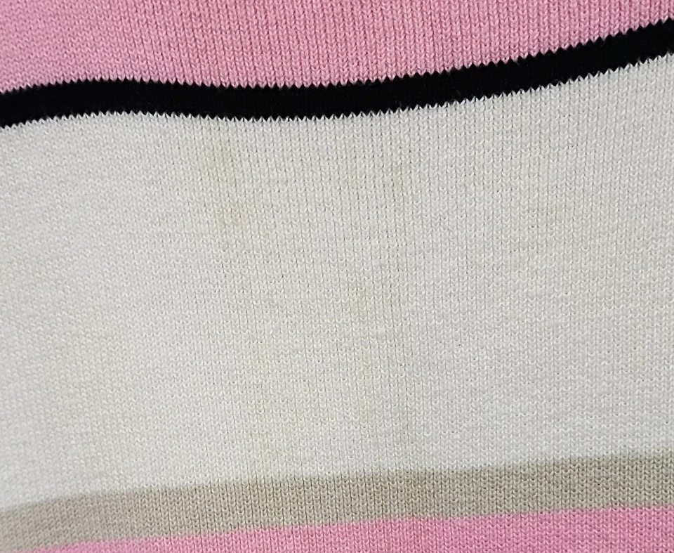 Camisa suéter tejida manga corta rosa a rayas DRESSBARN para mujer talla XL Foto 4 de 4