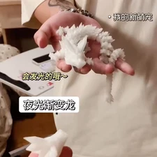 Glow in the Dark 3D Printed Articulated Crystal Dragon Fidget Toy Desk Car Decor