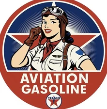 Texaco Aviation Gasoline  Man-cave High Quality Round  Sign