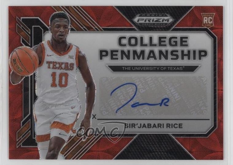 2023-24 Prizm Draft Picks Choice Red 27/40 Sir'Jabari Rice Rookie Auto RC 15wb