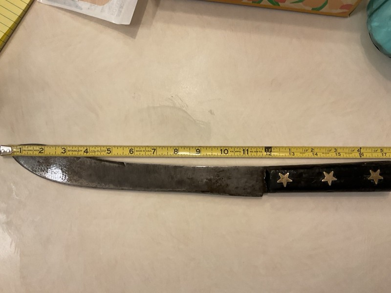ANTIQUE FOSTER GOLD STAR NICKLE STEEL KNIFE 16.25” OVERALL