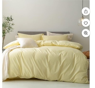 Light Yellow Cotton Duvet Cover with buttons in  king, Queen and other size.