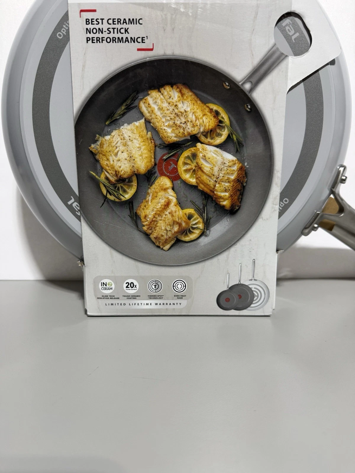 T-Fal 2 Pc Ceramic Non Stick Fry Pan Set, Gray, Thermo Spot, 10.5, 12 Inch Set