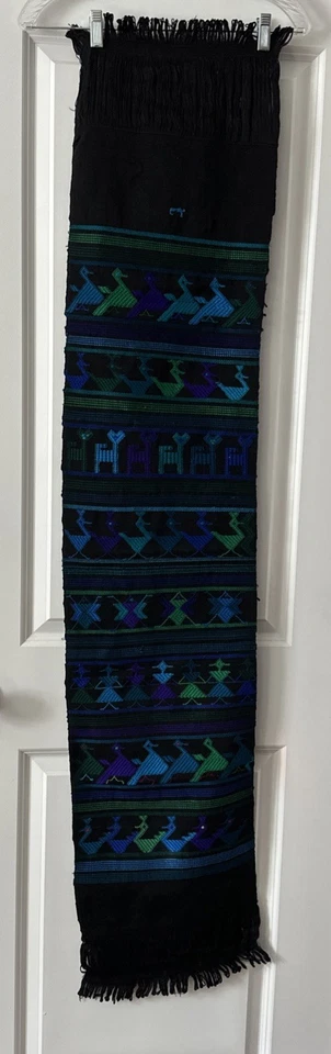 Handwoven Guatemalan Wool Table Runner 60"x12.5" in Excellent Condition - Image 3 of 4