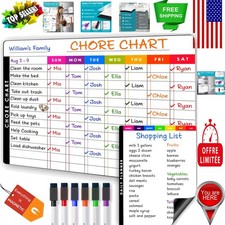Magnetic Dry Erase Chore Chart Set - Fun Family Organization Tool for Kids