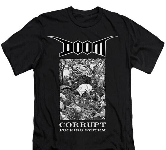 Doom - Corrupt fu*king system T-Shirt, Music Indie Rock Punk Gothic Unisex tee