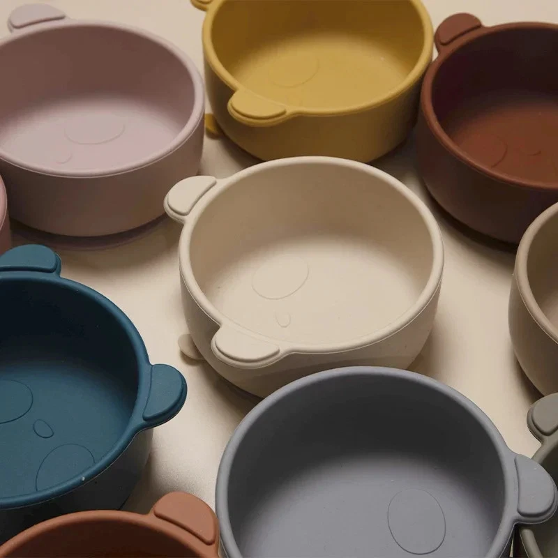 BPA-freie Silikon Baby Fütterung Schüssel Cartoon Panda Rutschfestes Geschirr - Bild 3 von 4