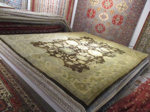 9x12 ALLOVER-PATTERN VEGETABLE-DYE HANDMADE-TURKISH-KNOTTED FINE WOOL RUG 580232 - Picture 3 of 12