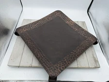 Metal Edge 12" Decor Display Plate Tray Brown with Copper Colored Accents Square