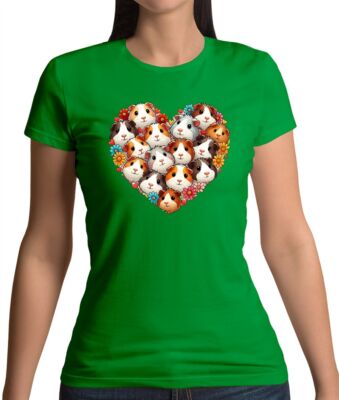Love Heart Style Meerschweinchen - Damen T-Shirt - Guineen Schwein Wildschweine Haustier Liebe süß