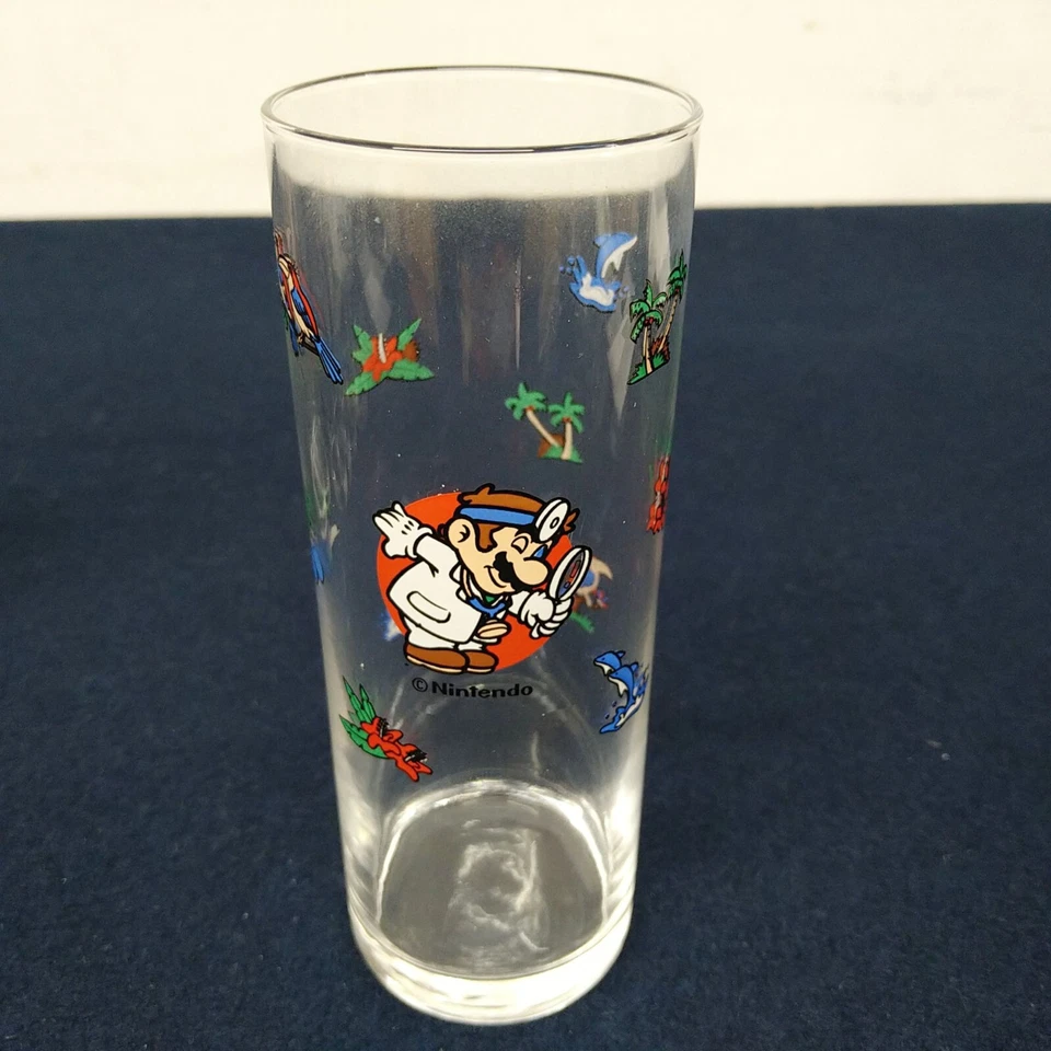 Vintage Retro Japanese NES Nintendo Super Dr. Mario Long Glasses Set of 5 W/Box - Image 3 of 4